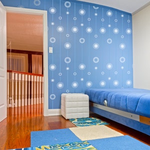 HANGING STARS All over Wallpaper Stencil / Reusable Stencil / DIY / Home Decor / Interiors / Feature Wall / Wallpaper alternative