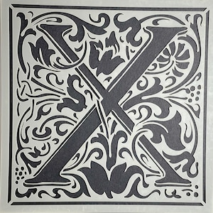 William Morris inspired Cloister Letters - Letter X