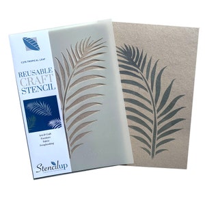 TROPICAL LEAF craft stencil. A tropical stencil for fabric and furniture painting. Our reusable stencils are easy to use. Mylar Stencils.