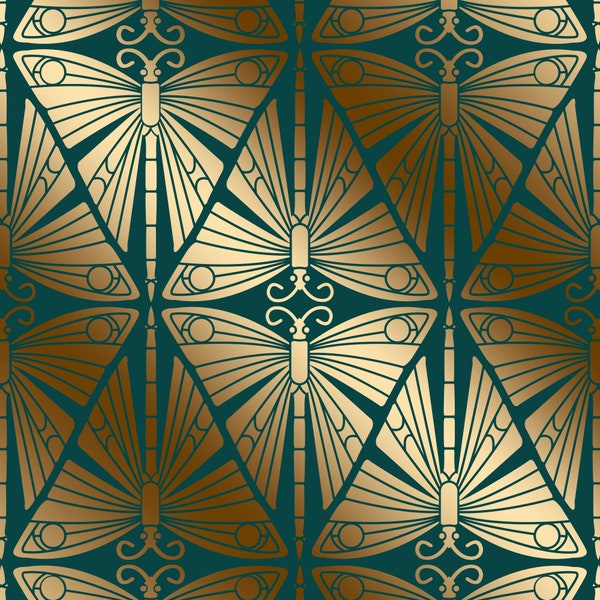 Art Nouveau Butterfly Stencil: Repeating Pattern Furniture Painting C274