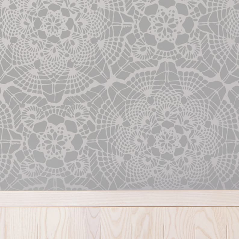 VINTAGE LACE LARGE Wall Stencil a Traditional English Lace Etsy