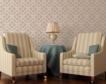 Plantilla de pared reutilizable de damasco simple: decoración del hogar DIY