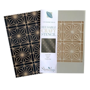DIAMOND TILES furniture stencil for painting. Reusable painting stencil to create a geometric design in an art deco pattern. C239