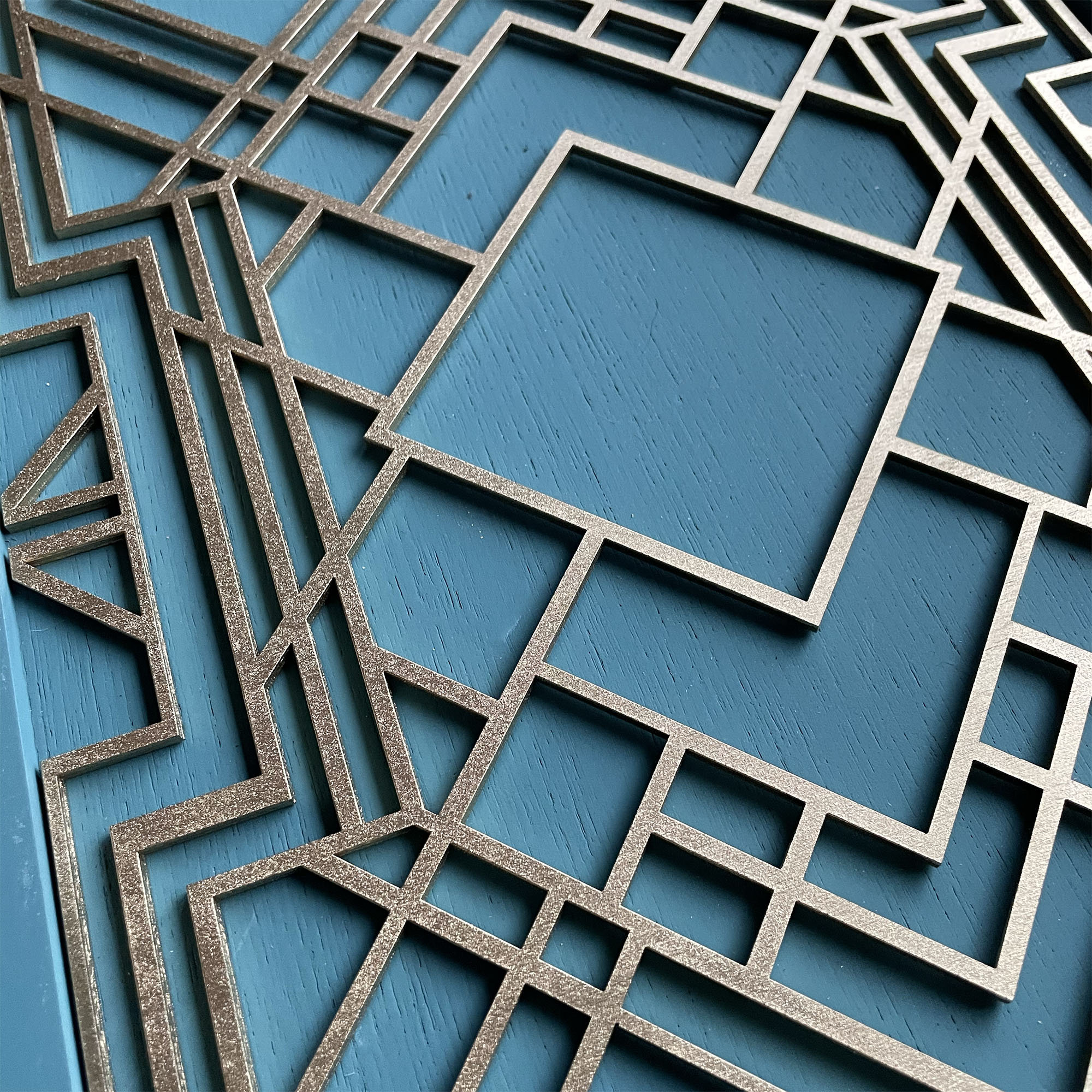 DECO LEAVES wooden inlay onlay panel for furniture. Art Deco panel in a