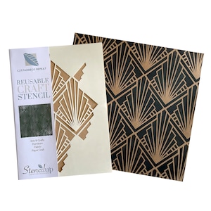 Art Deco Furniture Stencil: Reusable Geometric Pattern, Craft & Decor