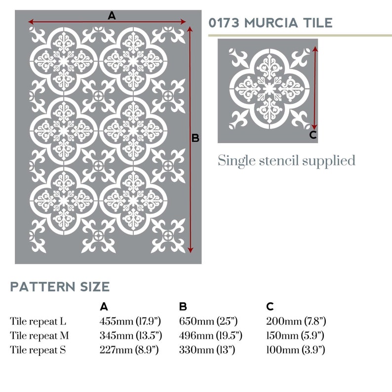floors and crafts MURCIA LARGE TILE stencil A Moroccan stencil design to transform your walls decorating stencil to create painted tiles