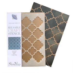 STENCIL MAROCCHINO CLASSICO, stencil artigianale con motivo ripetuto. Motivo a reticolo per pittura di mobili e artigianato. Stencil con motivo marocchino. C183