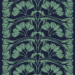 Art Nouveau Floral Border Stencil: Reusable Craft & Furniture Painting C275