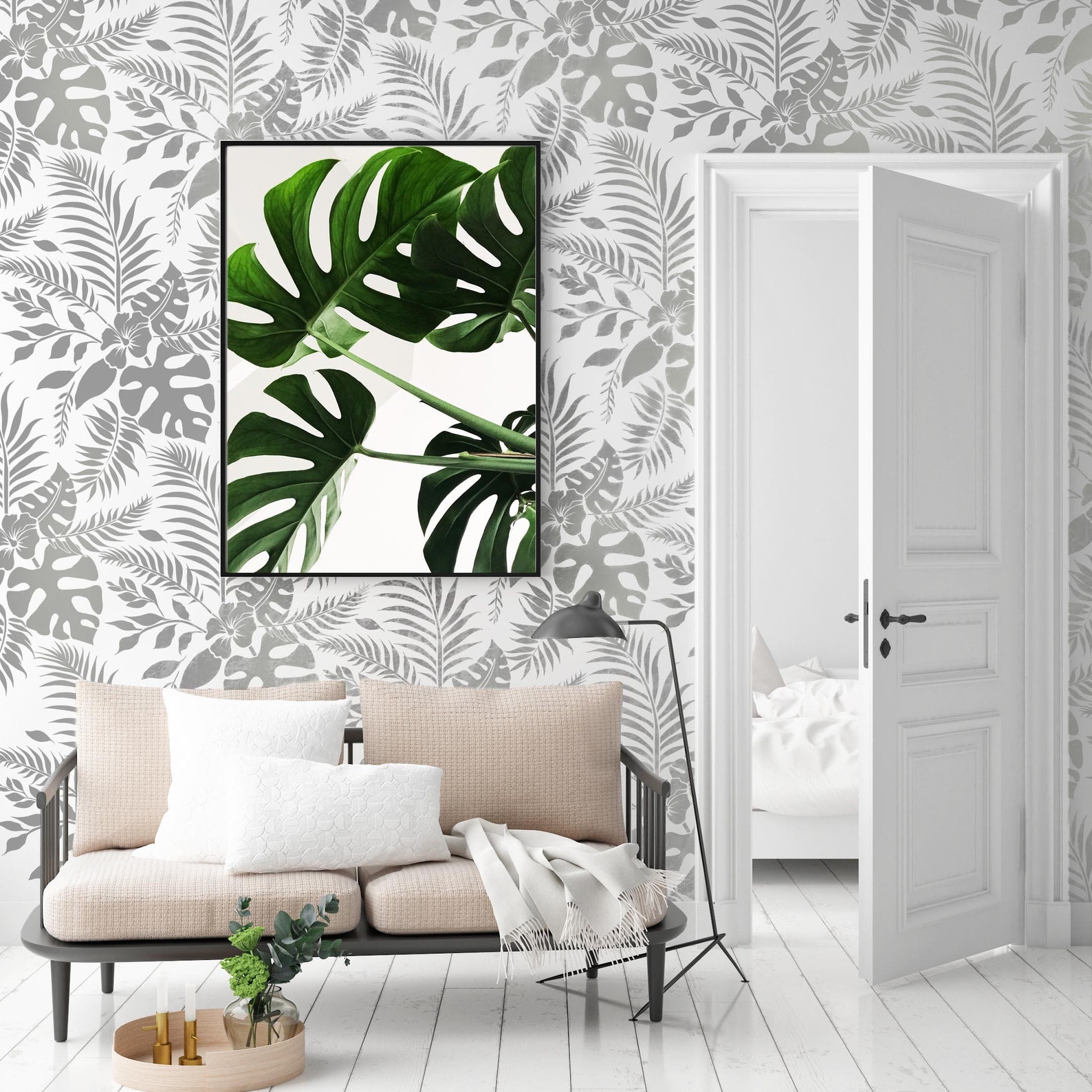 TROPICAL LEAVES STENCIL. Create a Beautiful Feature Wall With Etsy