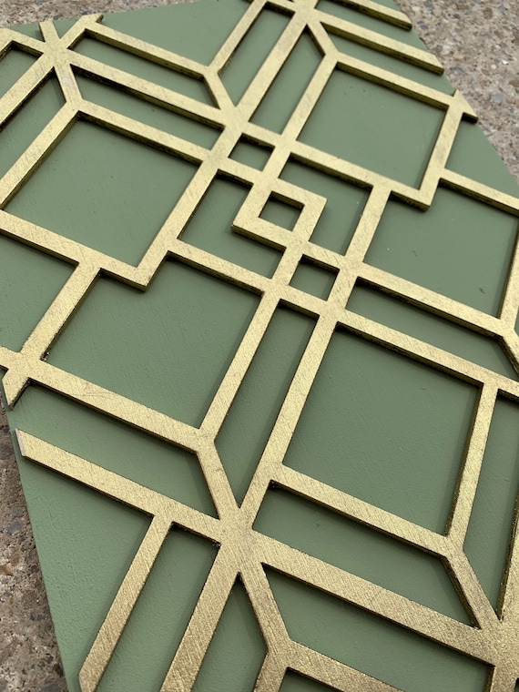 DECO LEAVES wooden inlay onlay panel for furniture. Art Deco panel in a