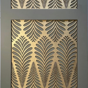 DECO LEAVES wooden inlay onlay panel for furniture. Art Deco panel in a leaf design. Self Adhesive panel wooden lattice panel  W143