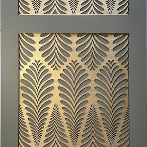 Pannello intarsiato in legno DECO LEAVES per mobili. Pannello Art Déco con motivo a foglie. Pannello autoadesivo con reticolo in legno L143