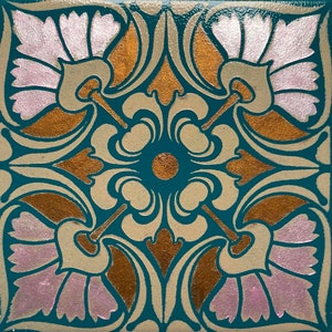 Art Nouveau Lotus Stencil: Repeating Floral Pattern, Furniture Painting