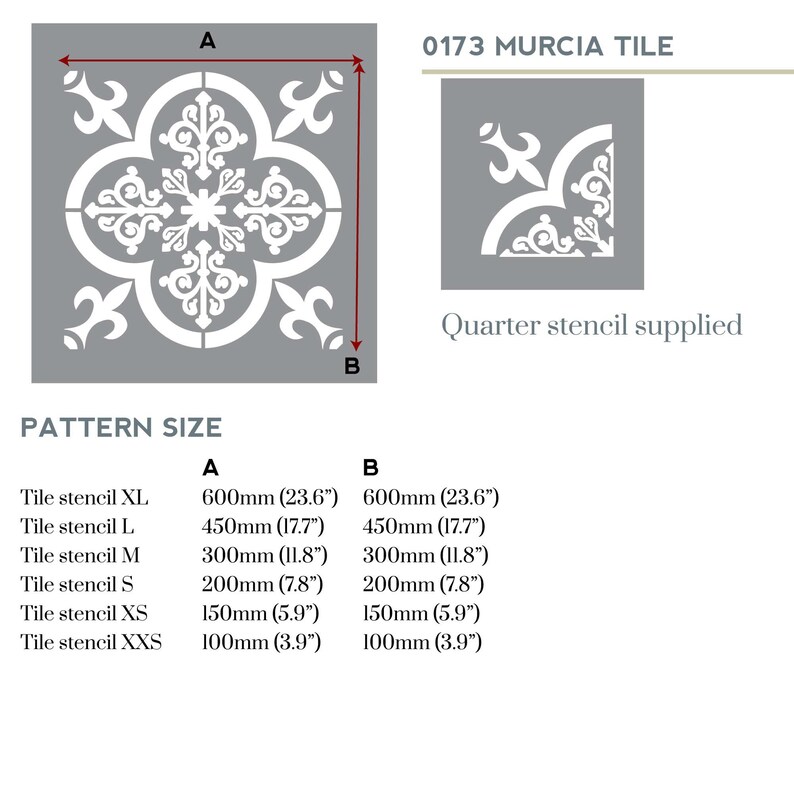 floors and crafts MURCIA LARGE TILE stencil A Moroccan stencil design to transform your walls decorating stencil to create painted tiles