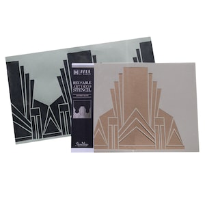 GATSBY GLITZ furniture stencil for painting. Reusable painting stencil to create a geometric design in an art deco pattern. MBM09