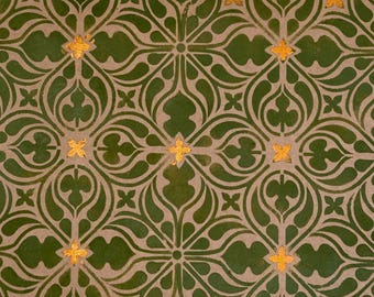 Plantilla para azulejos góticos Violett: diseño medieval ornamentado para paredes, muebles y proyectos de pintura decorativa C427