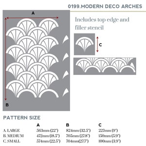 MODERN ART DECO arch wall stencil for painting. Reusable painting stencil to create a geometric art deco pattern. Painting stencil for walls zdjęcie 4