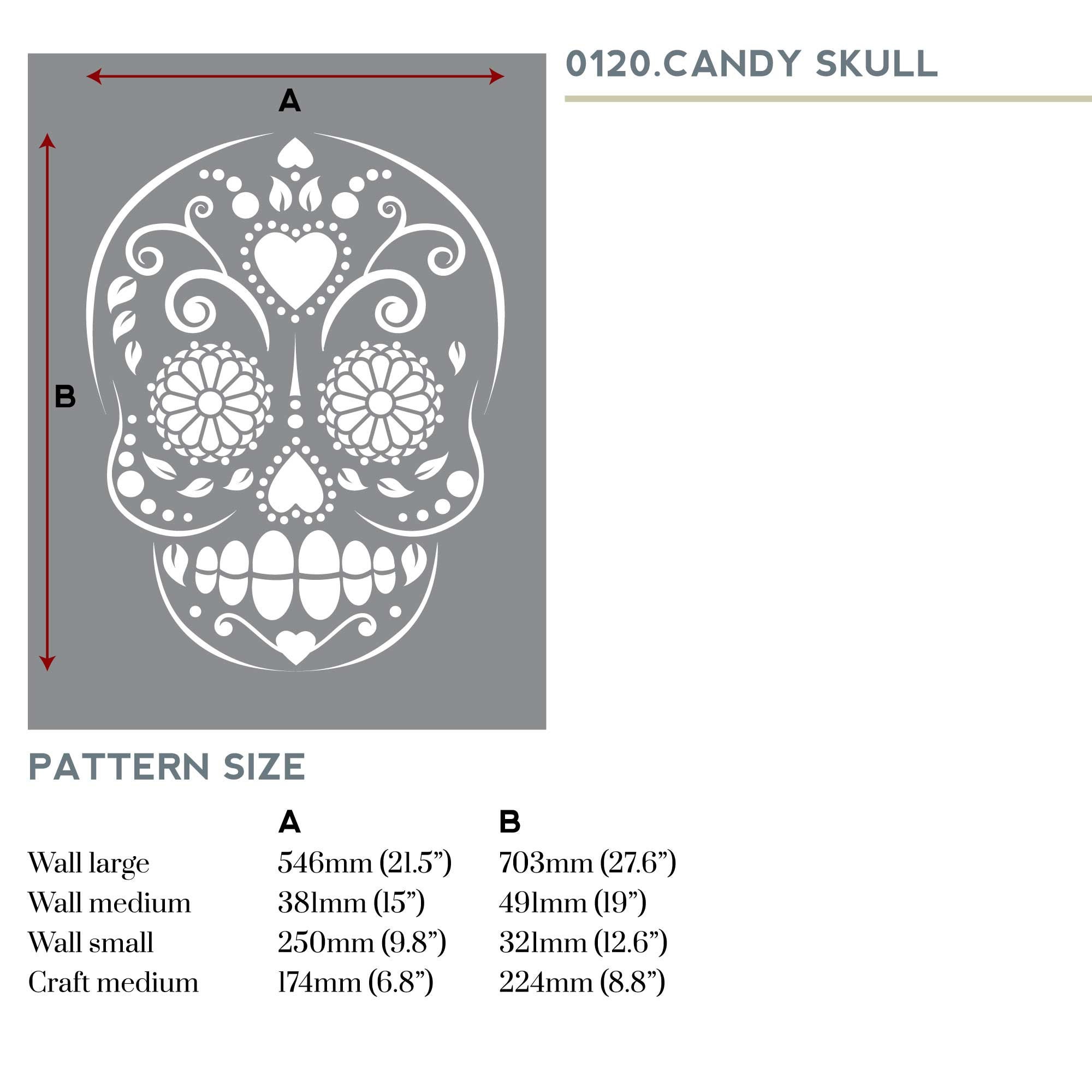 CANDY SKULL Stencil. Large Motif With a Sugar Skull Design. - Etsy UK