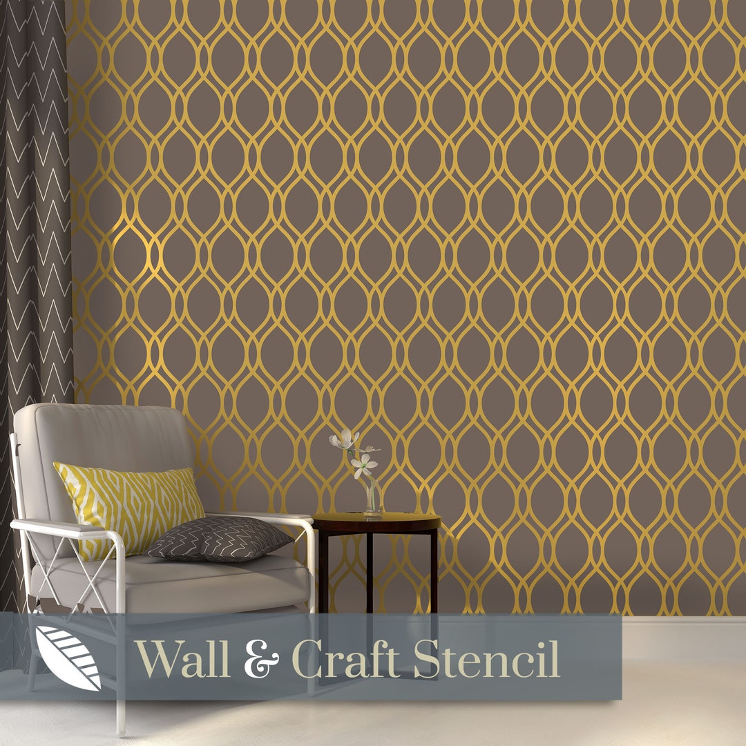 RETRO WAVE Allover Wallpaper Stencil / Reusable Stencils / DIY - Etsy