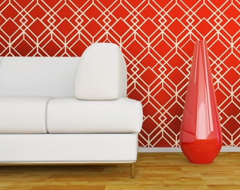 Plantilla de pared con diseño de celosía: decoración reutilizable para el hogar (58 x 42 cm)