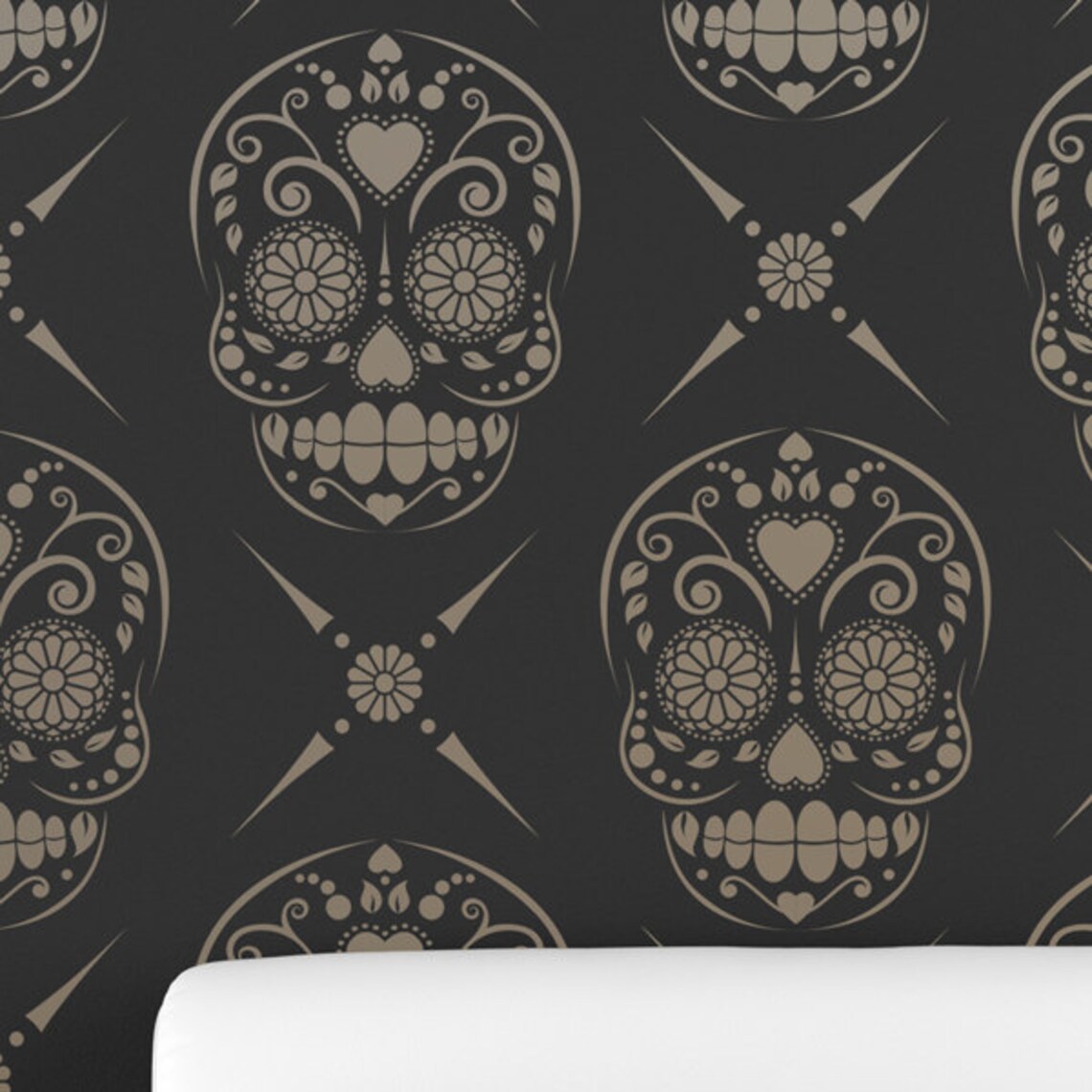 Create SUGAR SKULL Wallpaper With Our Candy Skull Wall - Etsy