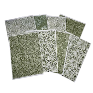 William Morris Reispapier-Kollektion. 8 individuelle Designs, 35g/m² hochwertiges Reispapier für Decoupage und Mixed Media Projekte WMRICE03