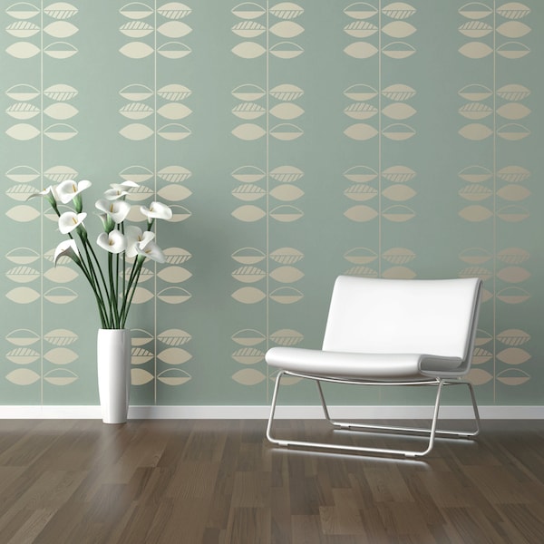 LEAF & STEM Allover Wallpaper Stencil / Reusable Stencil / DIY / Home Decor / Interiors / Feature Wall / Wallpaper alternative