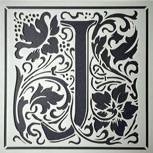 William Morris inspired Cloister Letters - Letter J