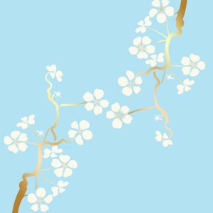 Sakura Cherry Blossom Stencil: Reusable stencil Floral Chinoiserie, Furniture Fabric Painting C227