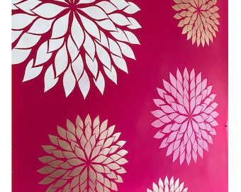 DAHLIA Wall Stencil - Reusable floral Stencil - adhesive stencil - create a feature wall in a Dahlia design - wallpaper alternative