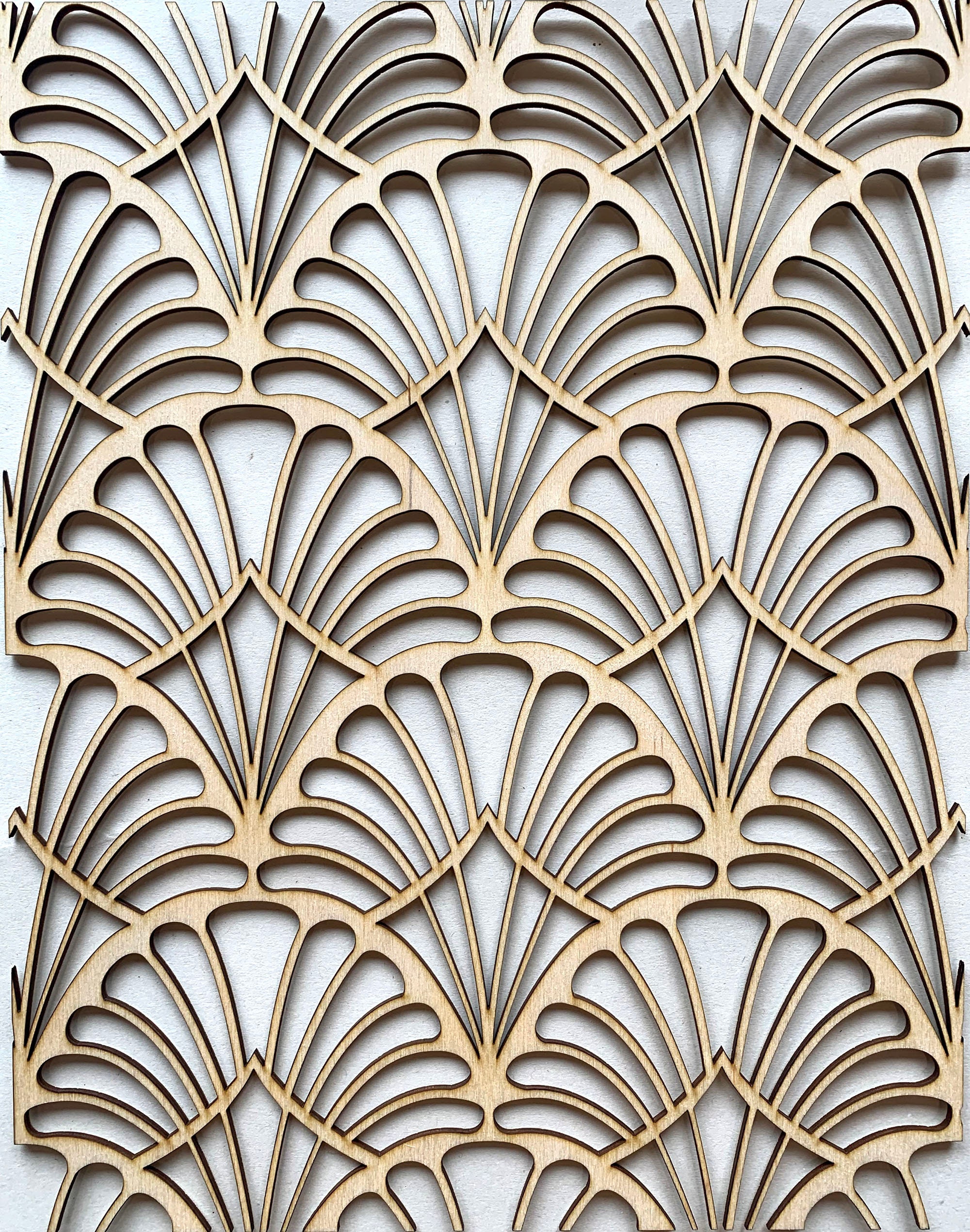DECO LEAVES wooden inlay onlay panel for furniture. Art Deco panel in a
