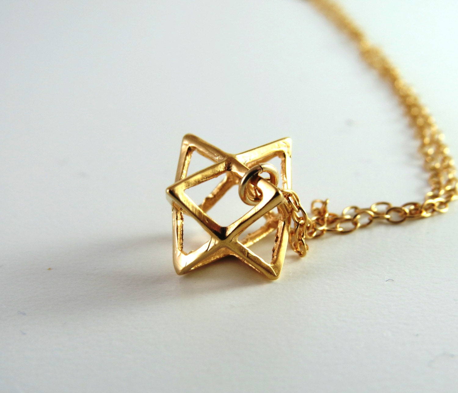 Merkaba Colgante Collar 3d Estrella De David Kabbalah Magen Oro Merkava Judío 