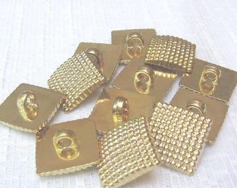 Square Gold Plastic Shank Buttons, 3/4 Inch Costume Fasteners, Dimpled Tops, NotOnlyButtons
