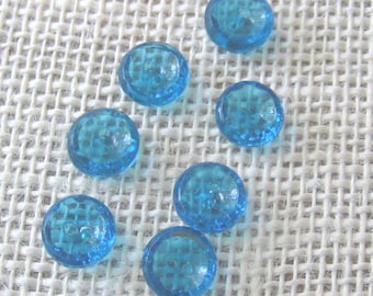 7 Small Turquoise Blue Plastic 7/16 Inch Buttons, 2-Hole Cup Shape, NotOnlyButtons