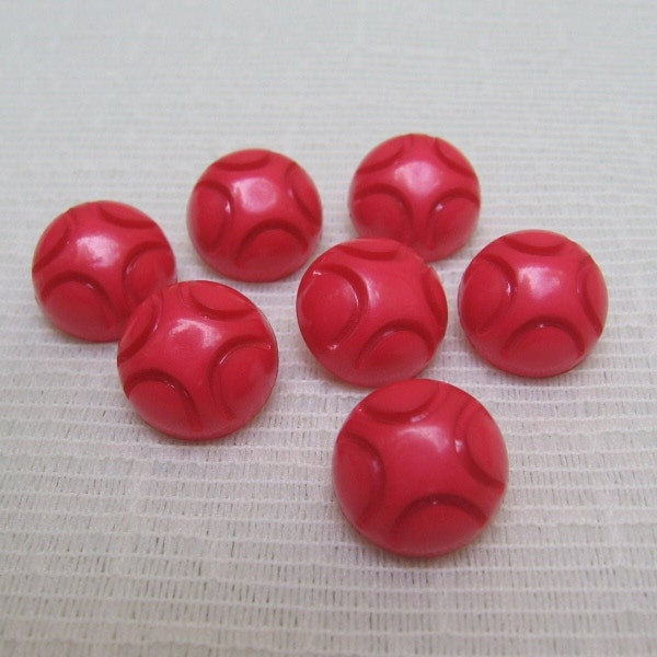 7 Bright Red 9/16 Inch Plastic Shank Buttons, Clothing Crafting, Domed Round Top Buttons, Sweater Blouse Top, Sewing Notion, NotOnlyButtons