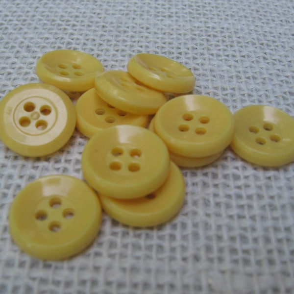 Sunny Yellow Buttons, 9/16 Inch Plastic Round 4 Hole Button, NotOnlyButtons