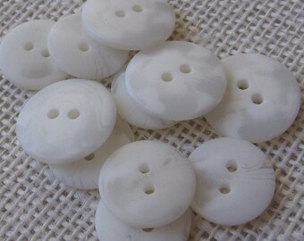 11 White and Clear Swirl Plastic Buttons with 2 Holes in 2 Sizes, 11/16 Inch and 13/16 Inch, Creamy Milky White Fasteners, NotOnlyButtons