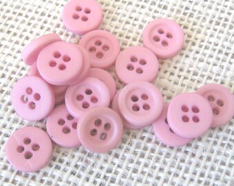 Light Pink Plastic Buttons, Set of 20, Round 7/16 Inch, 4-Hole Fasteners, Sewing Notion, NotOnlyButtons