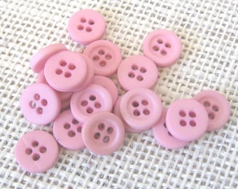 Light Pink Plastic Buttons, Set of 20, Round 7/16 Inch, 4-Hole Fasteners, Sewing Notion, NotOnlyButtons