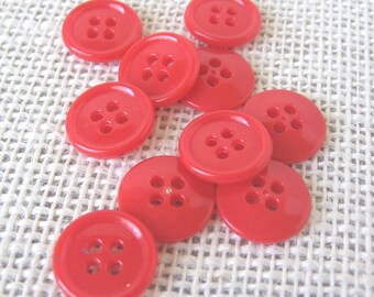 10 botones de plástico rojo brillante, 5/8 de pulgada, 4 agujeros, para costura, disfraces y manualidades, artículos de costura, NotOnlyButtons
