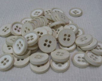 Lot of 50 White Plastic 9/16 Inch 4 Hole Buttons, Distressed Shabby Crafting, NotOnlyButtons