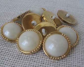 8 Shank Buttons Ant Gold Little Flowers and 3 Colored Stones Plastic 1" Vintage 8 Shank Buttons Ant Gold Little Flowers and 3 Colored Stones Plastic 1" Vintage