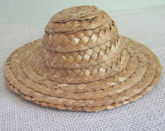 6" Straw Woven Doll Hat, Beige Wicker Hat, Country Farmhouse Doll Scarecrow Farmer Trim, Doll Making Accessory, NotOnlyButtons