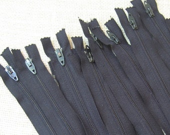 26 Black Nylon Zippers 7 Inch, NotOnlyButtons