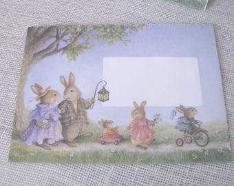 9 Rabbit Scene Paper Envelopes, 7 1/8 X 5 1/8 Inch Card Enclosures, Easter Card Making, NotOnlyButtons