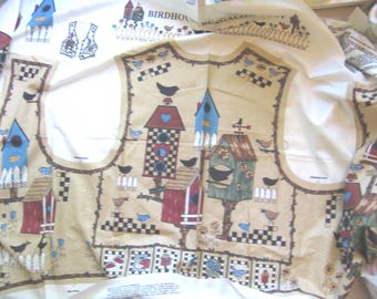 Birdhouse Bungalow Vest Fabric Panel, Sewing DIY Clothing, Vest with Appliques, NotOnlyButtons