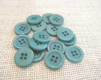 16 botones de plástico turquesa oscuro de 3/4 de pulgada, náuticos, con 4 agujeros, NotOnlyButtons