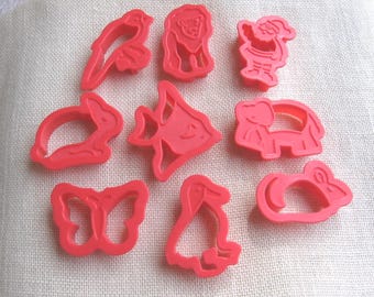 Set of 9 Animal Cookie Cutters, Butterfly, Lion, Fish, Duck, Bunny, Santa, Baking Tool, Crafting, School Education Tool, NotOnlyButtons