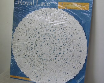 Royal Lace White 12 Inch Paper Doilies in a Pack of 6, Decorative Wedding Doily, Holiday Cake Plate Doily, Gift Wrapping, NotOnlyButtons