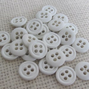 White 1/2 Inch 4 Hole Plastic Buttons, Large Hole Sew Thru, Sewing Notion Costume Doll Clothing Button, NotOnlyButtons
